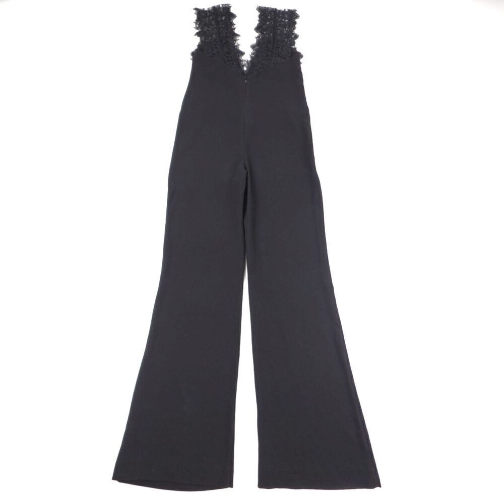 NEW Theory Zuzanna Lace Trim Jumpsuit Modern Romantic French Girl Minimal Black